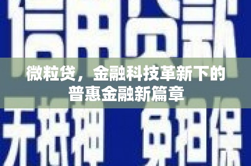 洮北微粒贷，金融科技革新下的普惠金融新篇章