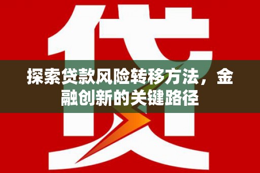 洮北探索贷款风险转移方法，金融创新的关键路径