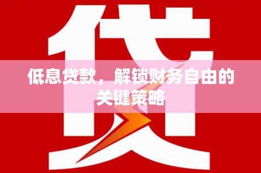 洮北低息贷款，解锁财务自由的关键策略