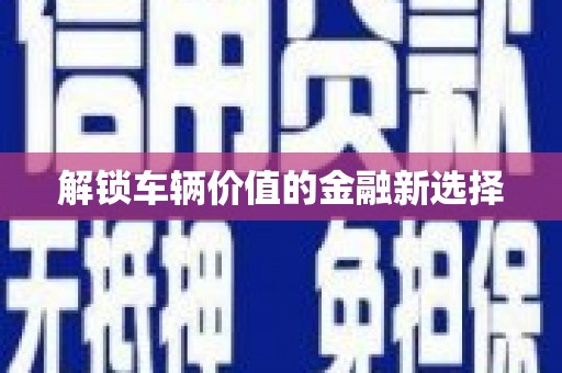 洮北解锁车辆价值的金融新选择